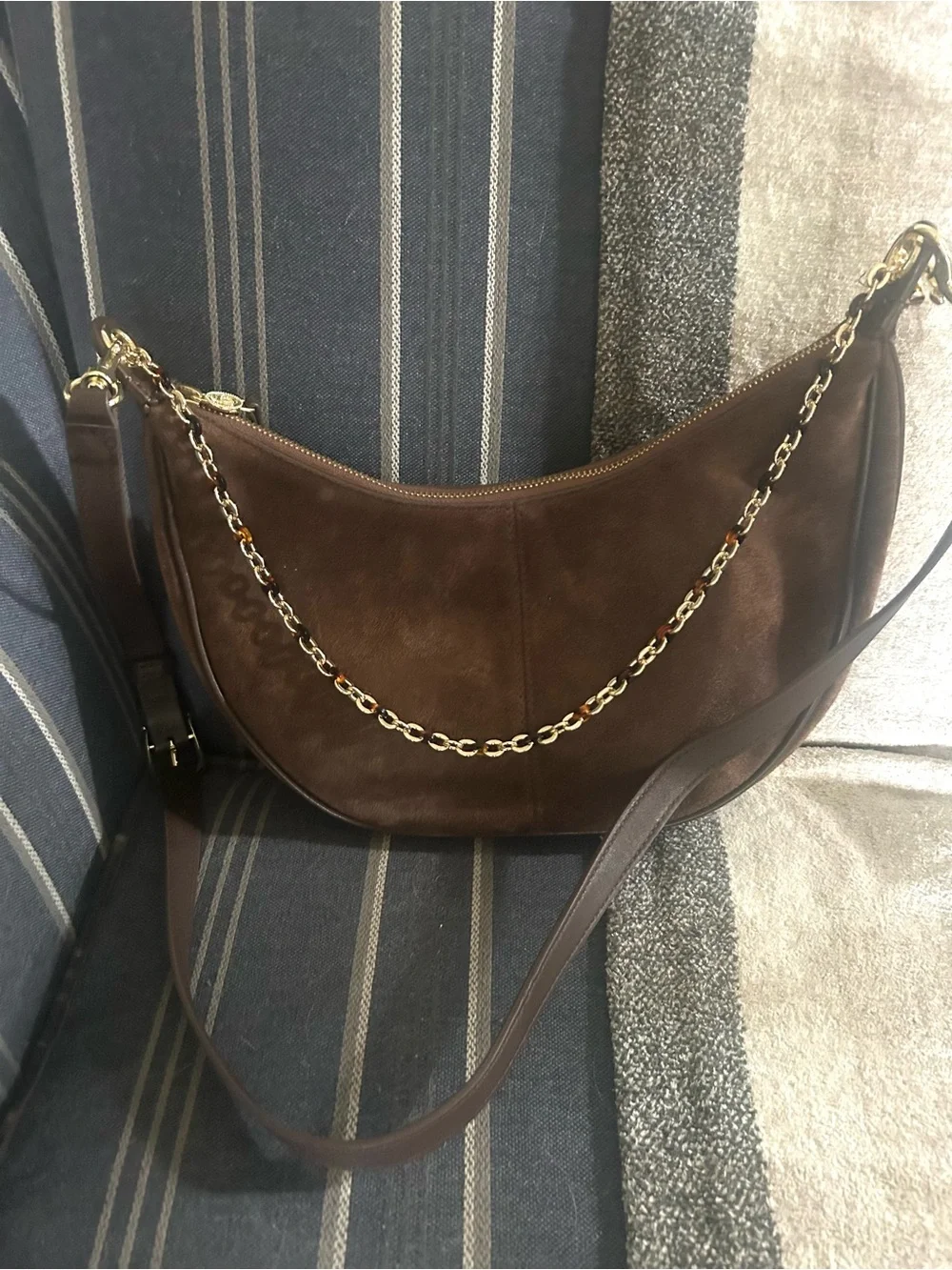 Talbots suede leather chocolate brown crossbody bag